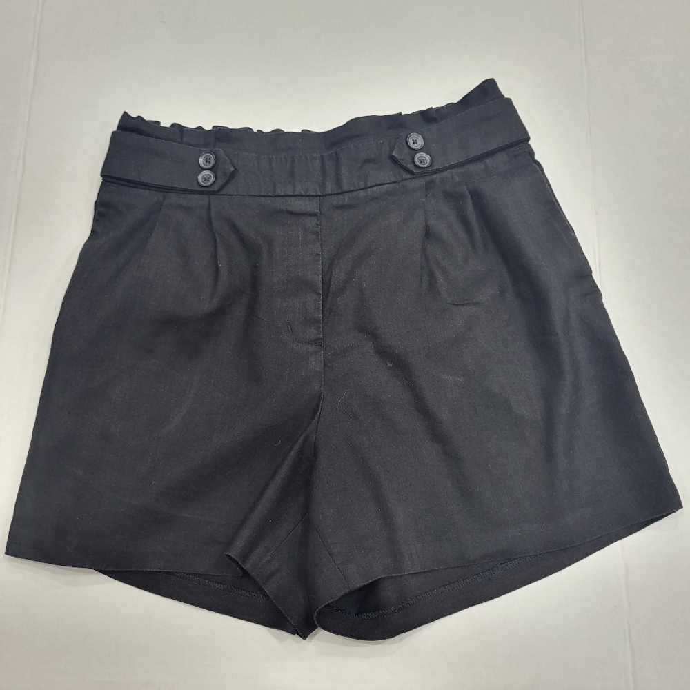 Express Size S Midi Extreme High Rise Linen Shorts Black Minimalist Casual